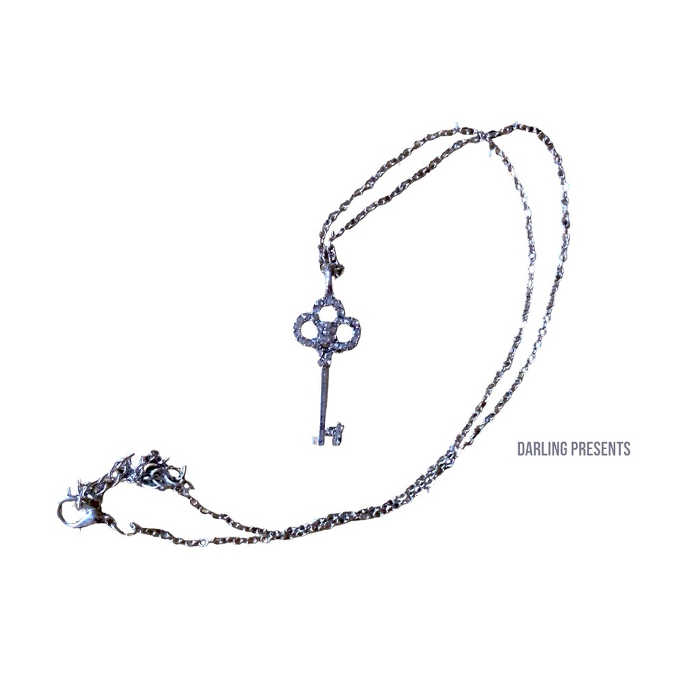 Crystal key Necklace Women Color Silver
